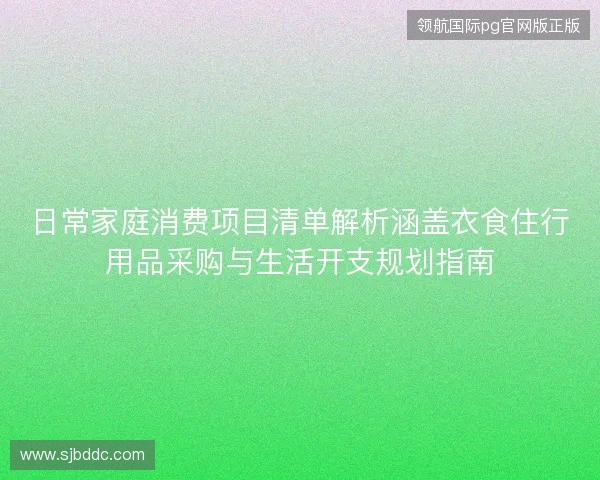 日常家庭消费项目清单解析涵盖衣食住行用品采购与生活开支规划指南 日常家庭消费项目清单解析涵盖衣食住行用品采购与生活开支规划指南
